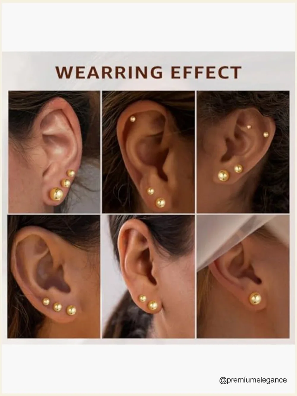 6 Pairs Hypoallergenic Silver Flat Back Earrings Stud Cartilage Cubic Zirconia